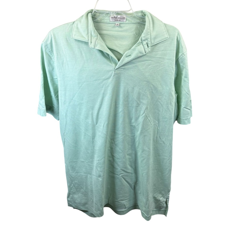 Peter Millar Nanoluxe Mens Mint Green Short Sleeve Polo Shirt Size M Classic Fit